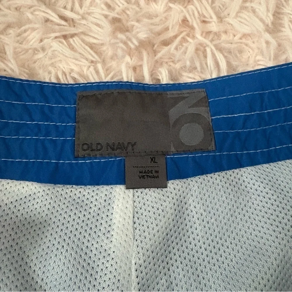 Old Navy Blue Swim Shorts with Drawstring Waist Mesh Lined XL Vintage Y2K Trunks